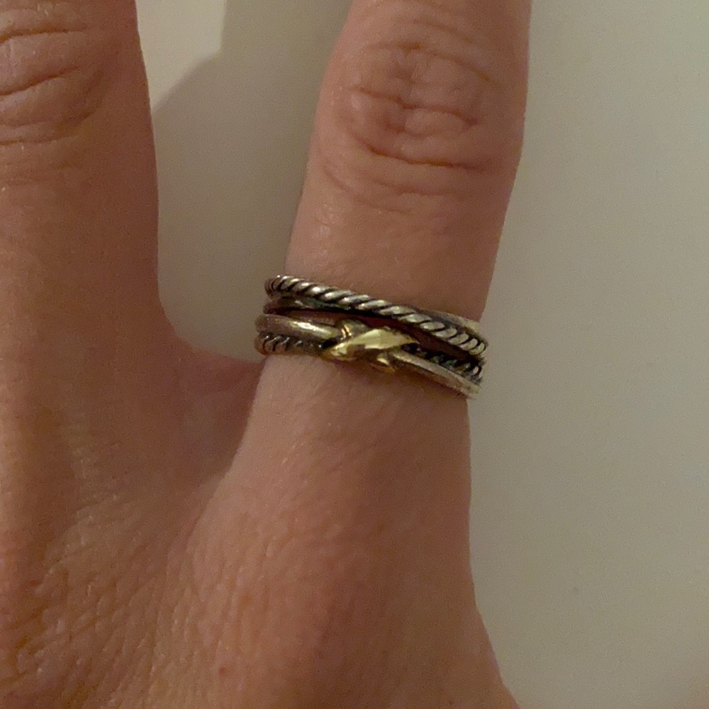 Davis Yurman Two Tone X Crossover Ring